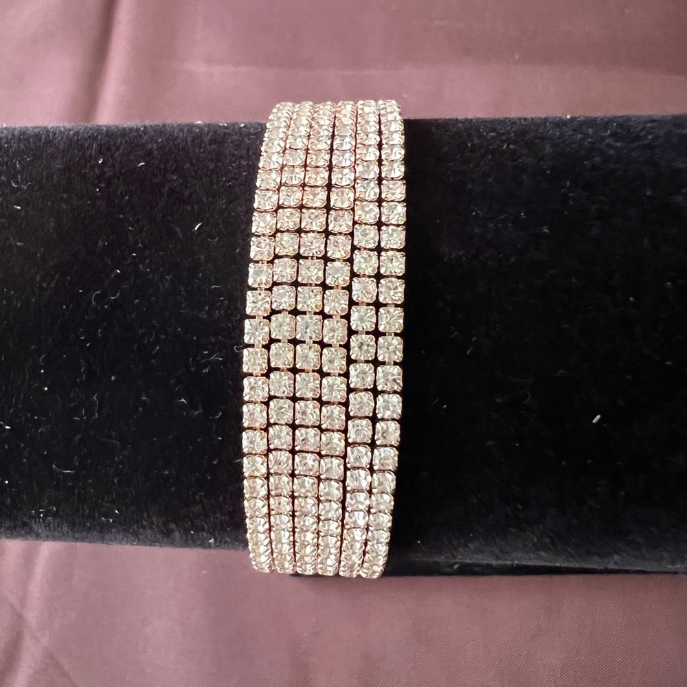 Multi row Rose Gold with crystal bracelet